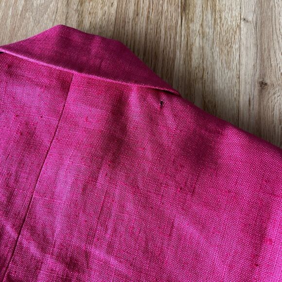ANN TAYLOR Vintage Hot Pink Linen one button Blazer Long Line Size 4 Retro chic - Picture 6 of 12